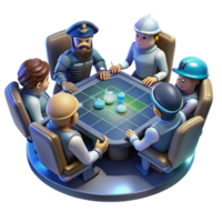 stunning minimalist A group of space pirates gathered around a holographic map, illuminated by the dim light of their spaceship's control panel. Gritty, realistic style authentic png