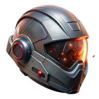 vibrant creative A close-up of a futuristic helmet, reflecting a chaotic battle scene, illuminated by explosions and laser fire. Gritty, realistic style high quality png