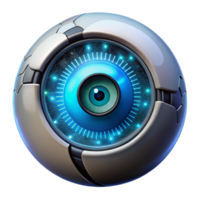 magnificent artistic A close-up of a cyborg eye, intricate details and glowing circuitry, illuminated by a single, bright light source. Biomechanical style 4K png
