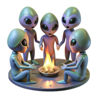 dramatic rustic A group of aliens engaged in a ritualistic ceremony, illuminated by the flickering light of a sacred fire. Spiritual, mystical style genuine png