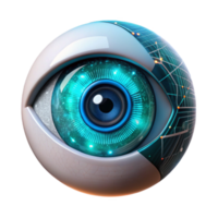 vibrant contemporary A human eye, zoomed in to reveal intricate details of the iris, overlaid with a complex HUD display of data streams and binary code, futuristic style, neon lighting original png