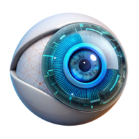 beautiful rustic A human eye, zoomed in to reveal intricate details of the iris, overlaid with a complex HUD display of data streams and binary code, futuristic style, neon lighting professional png