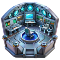 dramatic creative A highly detailed, futuristic spaceship interior, with glowing control panels and holographic displays. Realistic rendering authentic png