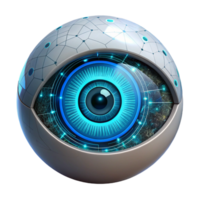 vibrant rustic A human eye, zoomed in to reveal intricate details of the iris, overlaid with a complex HUD display of data streams and binary code, futuristic style, neon lighting original png