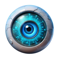 dramatic contemporary A human eye, zoomed in to reveal intricate details of the iris, overlaid with a complex HUD display of data streams and binary code, futuristic style, neon lighting original png