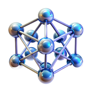 magnifico minimalista un' quantistico computer, rappresentato di un' complesso reticolo di interconnesso raggiante nodi, scientifico stile, etereo illuminazione 4k png