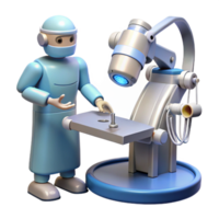 serene modern A robotic surgeon, performing a delicate operation with precision instruments, medical technology style, soft lighting high quality png