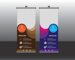 Roll up banner design, wave design, desert color vector