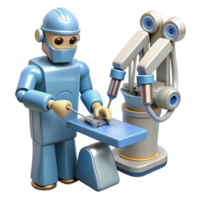 impressive minimalist A robotic surgeon, performing a delicate operation with precision instruments, medical technology style, soft lighting professional png