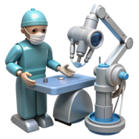 magnificent vintage A robotic surgeon, performing a delicate operation with precision instruments, medical technology style, soft lighting authentic png