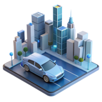 beautiful artistic A self-driving car, navigating a complex cityscape, sensors visualized as glowing lines, autonomous vehicle style, realistic lighting high quality png