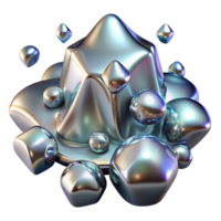 elegante moderno un cascada de líquido mercurio, reflejando distorsionado, fragmentado imágenes de rodeando luz, en un futurista, cyberpunk estilo prima png