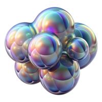magnificent contemporary A cluster of iridescent soap bubbles, floating in zero gravity, reflecting a distorted, abstract environment, in a whimsical, playful style high resolution png