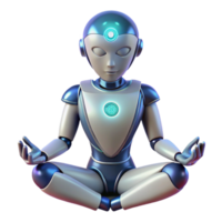 impressive rustic A humanoid robot meditating in a lotus position, energy flowing through its circuits, soft, ambient lighting, serene and peaceful, exclusive png