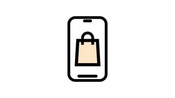 Modern checkout symbol on a smartphone animated icon - ecommerce and online shop design video