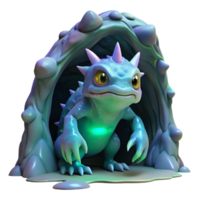 beautiful modern A genetically modified creature with iridescent scales and bioluminescent markings, lurking in a dark cave, ominous lighting, surreal and fantastical, premium png
