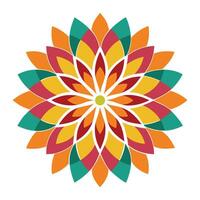 a colorful flower with a red green and orange center vector