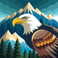 an eagle in front of mountains and trees vector