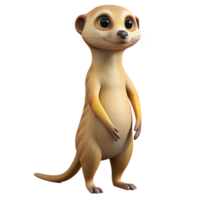 serene vintage A curious meerkat standing on its hind legs, alert expression, desert landscape background, blurred, photorealistic style exclusive png