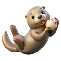 extraordinary classic A playful sea otter floating on its back, holding a seashell, soft lighting, playful mood, photorealistic style genuine png