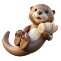 dramatic classic A playful sea otter floating on its back, holding a seashell, soft lighting, playful mood, photorealistic style genuine png