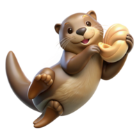 magnificent classic A playful sea otter floating on its back, holding a seashell, soft lighting, playful mood, photorealistic style premium png