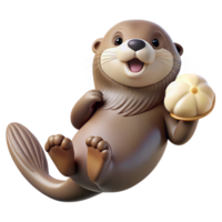 impressive creative A playful sea otter floating on its back, holding a seashell, soft lighting, playful mood, photorealistic style original png