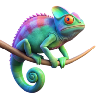 elegant abstract A vibrant chameleon perched on a branch, changing color to match its surroundings, macro photography style professional png