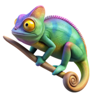 wonderful abstract A vibrant chameleon perched on a branch, changing color to match its surroundings, macro photography style high resolution png