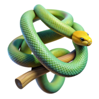 dramatic vintage A slithering snake with vibrant scales, coiled around a branch, macro photography style professional png