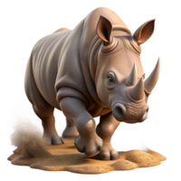 beautiful classic A powerful rhinoceros charging through the savanna, dust rising from its feet, dynamic lighting, action shot, photorealistic style original png