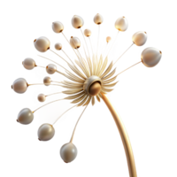 impressive abstract A spiral of dandelion seeds detaching from the seedhead in a gentle breeze, lit by golden hour sunlight. Dreamlike style premium png