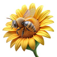 impressive minimalist A close-up of a bee collecting pollen from a sunflower, with visible pollen grains. Macro photography, warm sunlight detailed png