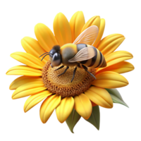 wonderful abstract A close-up of a bee collecting pollen from a sunflower, with visible pollen grains. Macro photography, warm sunlight premium png