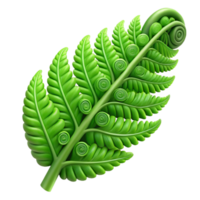 impressive traditional A lush green fern frond unfurling, intricate details and textures. Soft, diffused lighting authentic png