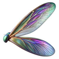 serene creative A close-up of a dragonfly's wing, iridescent colors and intricate venation. Macro photography, backlighting premium png