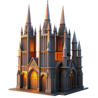 dramatic artistic A towering Gothic skyscraper, intricate gargoyles perched along its spires, bathed in the warm glow of a setting sun, rendered in a hyperrealistic style 4K png