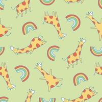 Seamless Pattern of Giraffe Animal Rainbow Background for Fashion Wrapping Print Fabric Surface vector