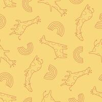 Outline Seamless Pattern of Giraffe Animal Rainbow Background for Fashion Wrapping Print Fabric vector
