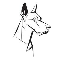 minimalist logo design featuring stylized outline of dog head, showcasing sharp angles and clean lines that convey elegance and strength. This logo represents loyalty and companionship vector