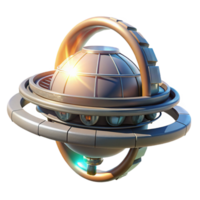 serene artistic A futuristic space station, rotating slowly in orbit, bright sunlight and deep shadows, sci-fi art high quality png