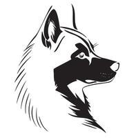 striking logo featuring wolf head in profile, showcasing its sharp features and intense gaze. design captures essence of strength and loyalty, making it perfect for various branding needs vector