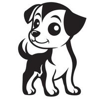 Cute and playful logo featuring cartoon dog with friendly expression and wagging tail. This design captures essence of joy and companionship in simple yet engaging style vector