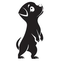Cute cartoon dog standing on its hind legs with curious expression. This playful character embodies joy and innocence, making it perfect for various creative projects vector