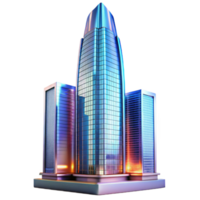 wonderful minimalist A towering skyscraper made entirely of glass, reflecting the city skyline, vibrant, dynamic lighting, photorealistic style professional png