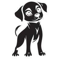Cute and playful logo featuring cartoon dog with big expressive eyes and friendly stance. This design captures essence of joy and companionship in charming way vector