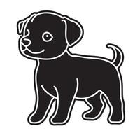cute cartoon dog stands playfully with friendly expression. This adorable puppy features round face, floppy ears, and wagging tail, embodying joy and companionship vector