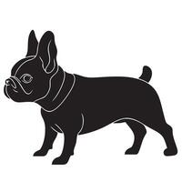 silhouette of dog, specifically French Bulldog, showcasing its distinctive features and playful stance. This logo captures essence of friendly and loyal pet vector