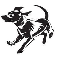 dynamic logo featuring stylized dog in motion, showcasing agility and energy. design captures essence of playful and spirited canine, making it perfect for pet related branding vector