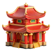 serene rustic A traditional Chinese temple, vibrant red and gold details, intricate carvings, realistic rendering premium png
